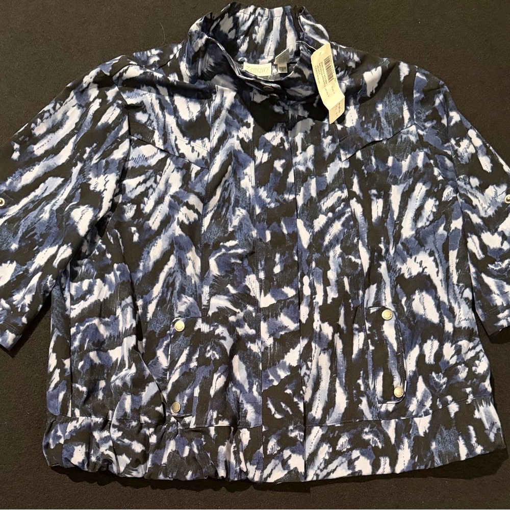 Zenergy By Chico’s Neema Natasha Printed Jacket Carter Blue Women’s Size 3
